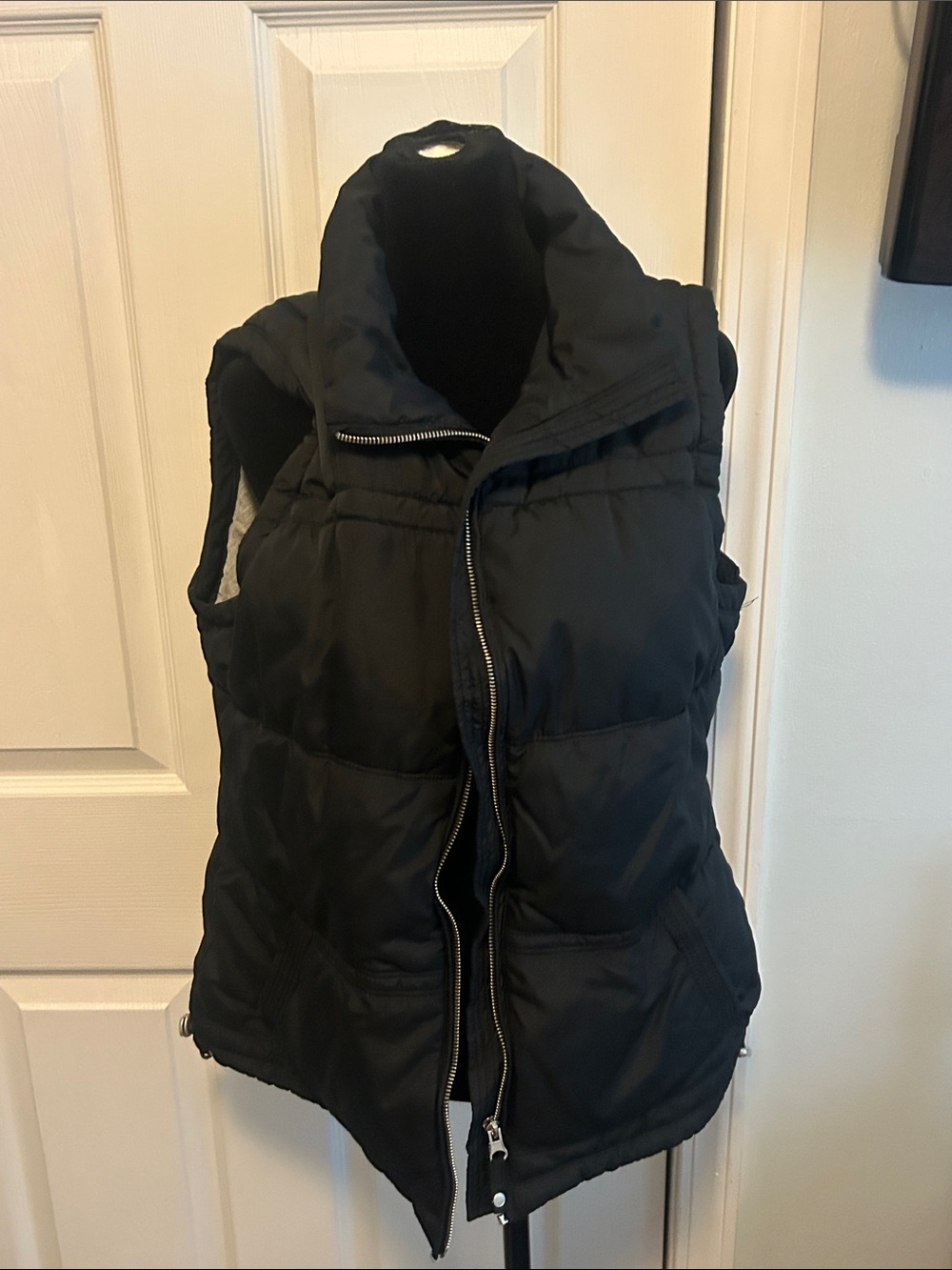 Maurices XL Black Quilted Puffer Vest with High Collar